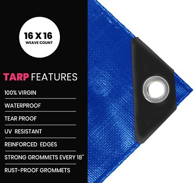 Image showing  Blue 22 mil 9 x 12 Tarp, PT-205-9X12