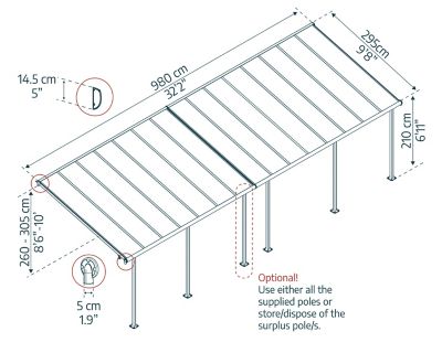 Image showing  Sierra 10 x 32ft. Patio Cover, Gray, HG9083