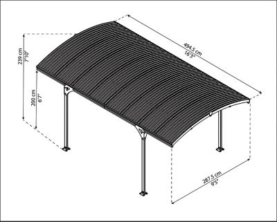 Image showing 8 th Canopia by Palram Atlas 5000 10 ft. x 16 ft. Carport - Gray/Bronze, HG9136