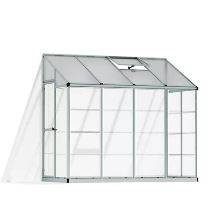 Canopia by Palram 4 ft L x 8 ft Wide Lean-To Silver Hybrid Greenhouse Hobby Greenhouses