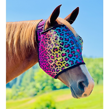 Star Point Horsemanship Rainbow Cheetah Fly Mask - Horse Size