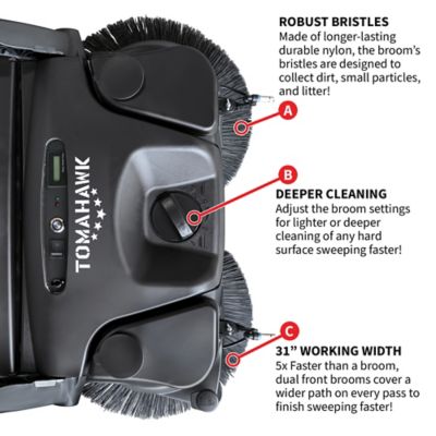 Image showing  30 in. Battery-Powered Push Sweeper with Triple Power Brooms Electric Drive and Dust Suppression