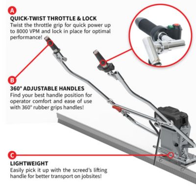 Image showing  Battery Powered Vibrating Concrete Power Screed 36V/5Ah with 8 ft. Board Float