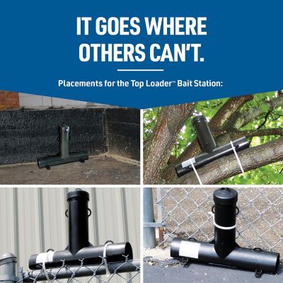 Image showing  Top Loader Black Plastic Bait Station with U-Shaped Bait Holder Rods, Screws, Hex Key