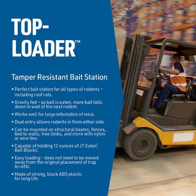 Image showing  Top Loader Black Plastic Bait Station with U-Shaped Bait Holder Rods, Screws, Hex Key