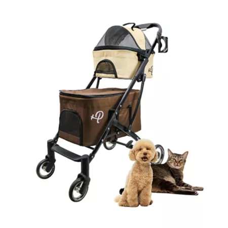 Petique 4-Wheel Deluxe Double Deck Stroller for Extra Small Small and Medium Pets Pet Strollers