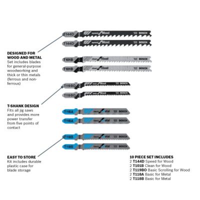 Image showing  3 in. T-Shank Jigsaw Blade Set, 10-Pack
