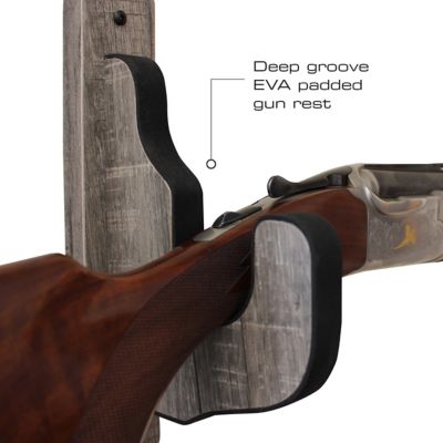 Image showing  1 Long Gun 2 pc. Padded Gun Display Wall Hooks, Barn Wood