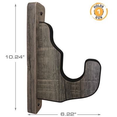Image showing  1 Long Gun 2 pc. Padded Gun Display Wall Hooks, Barn Wood