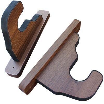 Rush Creek Creations 1 Long Gun 2 pc. Padded Gun Display Wall Hooks, Dark Walnut