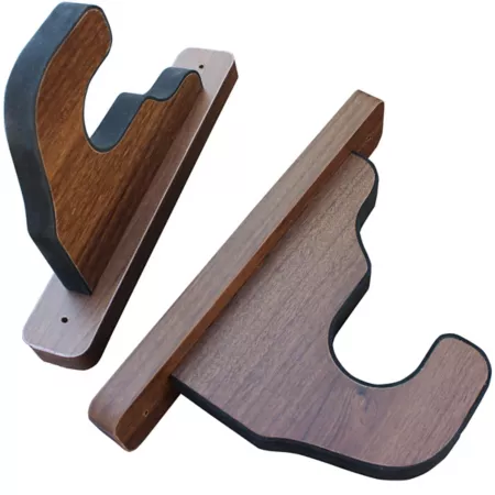 Rush Creek Creations 1 Long Gun 2 pieces Padded Wall Hooks for Gun Display Dark Walnut Wall Gun Racks