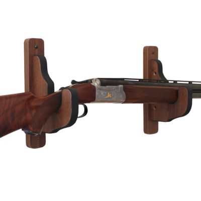 Image showing  1 Long Gun 2 pc. Padded Gun Display Wall Hooks, Dark Walnut