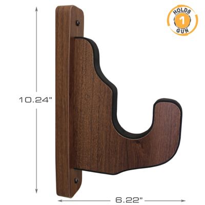Image showing  1 Long Gun 2 pc. Padded Gun Display Wall Hooks, Dark Walnut