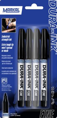 MARKAL Dura Ink Fine Tip Black 4pk Permanent Ink Marker, 95128TS