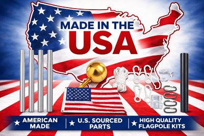Image showing  25 ft. All American Series Tapered Sectional Flagpole Kit with Nylon All-Weather Flag