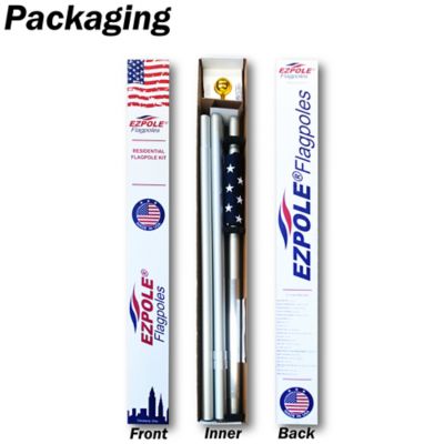 Image showing 7 th EZ Pole 25 ft. All American Series Tapered Sectional Flagpole Kit with Nylon All-Weather Flag