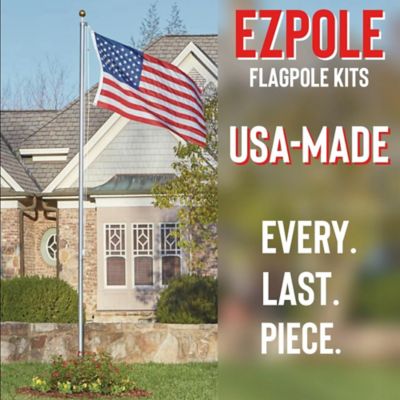 Image showing 9 th EZ Pole 25 ft. All American Series Tapered Sectional Flagpole Kit with Nylon All-Weather Flag