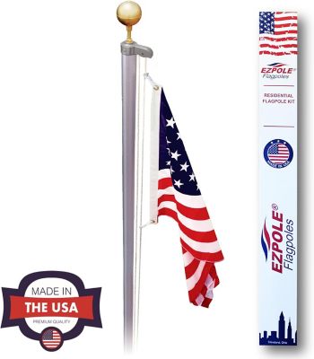Image showing  30 ft. All American Series Tapered Sectional Flagpole Kit with Nylon All-Weather Flag