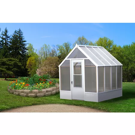 OverEZ 8'L x 8'W White Greenhouse Hobby Greenhouses