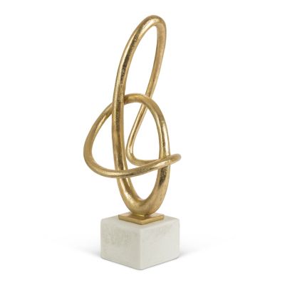 Lone Elm Studios Abstract Decor on White Marble Look Resin Base, 95802EC