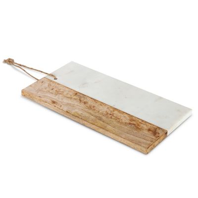 Lone Elm Studios Mango Wood and White Marble Cutting Board, 95015EC