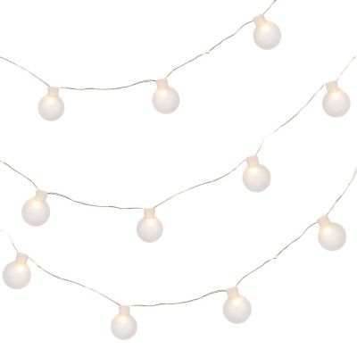 Everlasting Glow 30 ct. Battery Operated White Frosted Glass Bubble Light String, 46125EC