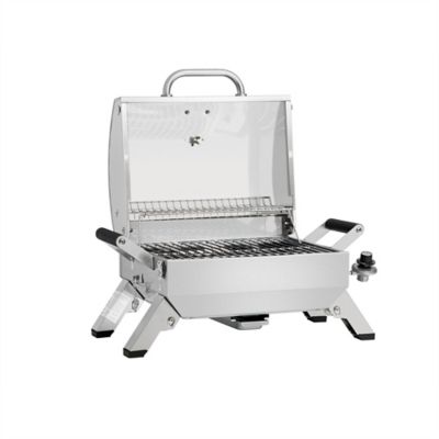 Royal Gourmet Stainless Steel Portable Grill, Handles, Tabletop Propane Gas Grill, Folding Legs, 10,000 BTU, Silver, GT2001