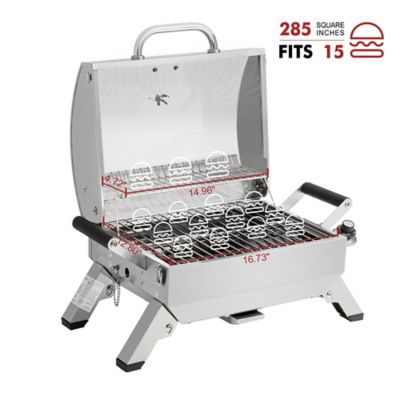 Image showing  1-Burner Portable Tabletop Propane Gas Grill with Folding Legs, Silver