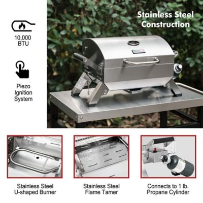 Image showing  1-Burner Portable Tabletop Propane Gas Grill with Folding Legs, Silver