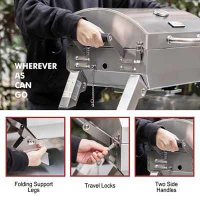 Image showing  1-Burner Portable Tabletop Propane Gas Grill with Folding Legs, Silver