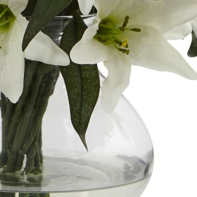 Image showing  16 in. Lily Silk Arrangement in Glass Vase