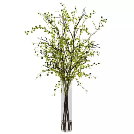 Nearly Natural 42" Night Willow Arrangement in Glass Vase Artificial Plants & Flowers