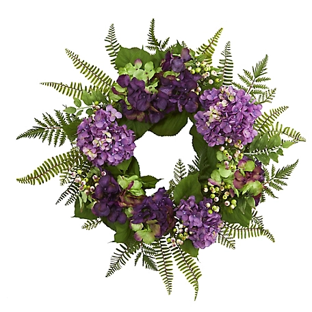 Nearly Natural 24 in. Hydrangea Berry Wreath, 4230