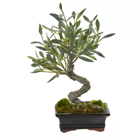 Nearly Natural 13 in Mini Artificial Olive Bonsai Artificial Plants & Flowers