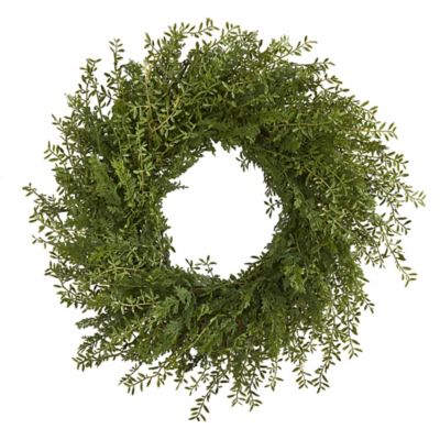 Nearly Natural 27 in. Mixed Grass Artificial Wreath