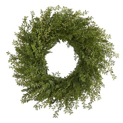 Nearly Natural 27 in. Mixed Grass Artificial Wreath