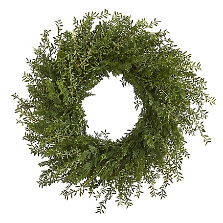 Nearly Natural 27 in. Mixed Grass Artificial Wreath