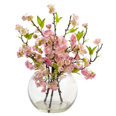 Nearly Natural 14 in. Cherry Blossom in Large Vase
