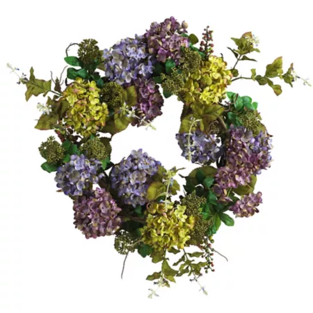 24" Almost Natural Hydrangea Wreath 4666 Artificial Plants & Flowers