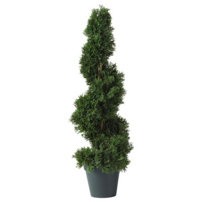 Nearly Natural 2 ft. Indoor/Outdoor Cedar Spiral Silk Tree