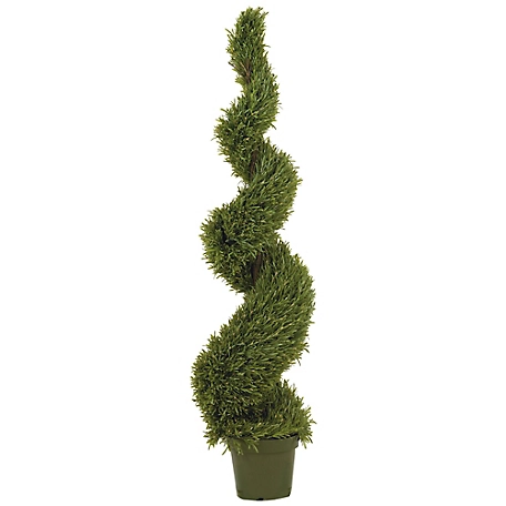 Nearly Natural 5 ft. Indoor/Outdoor Rosemary Spiral Silk Tree