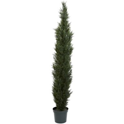Nearly Natural 7 ft. Two-Tone Green Mini Cedar Pine Tree with 3,614 Tips in 12 in. Pot