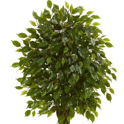 Image showing  5 ft. UV-Resistant Indoor/Outdoor Artificial Ficus Tree with Woven Trunk