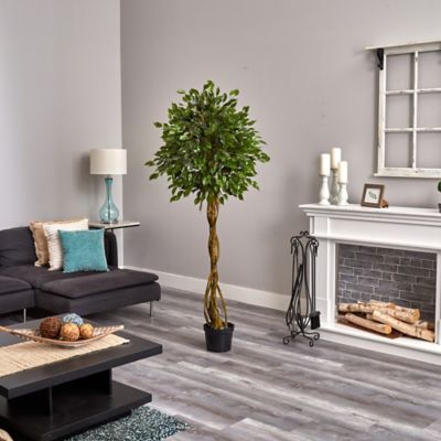 Image showing  4 ft. UV-Resistant Indoor/Outdoor Artificial Ficus Tree with Woven Trunk