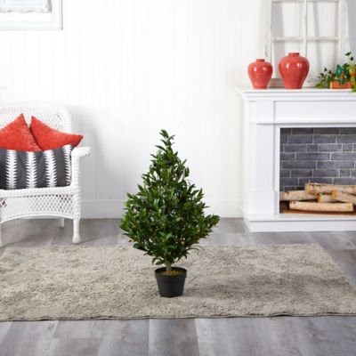 Image showing  35 in. Indoor/Outdoor UV-Resistant Artificial Olive Cone Topiary Tree