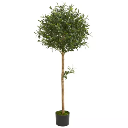 Almost Natural 5 Foot Artificial Olive Topiary Tree Artificial Plants & Flowers