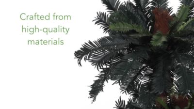 Image showing  6 ft. Double Sago Palm Artificial Tree in Slate-Finished Planter