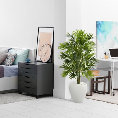 Image showing  4 ft. Artificial Areca Palm Tree in White Planter