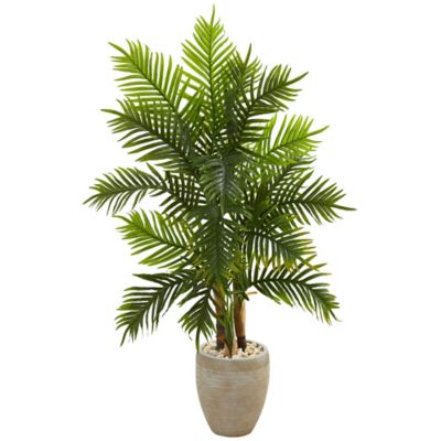 Nearly Natural 5 ft. Real Touch Artificial Areca Palm Tree in Sand-Colored Planter