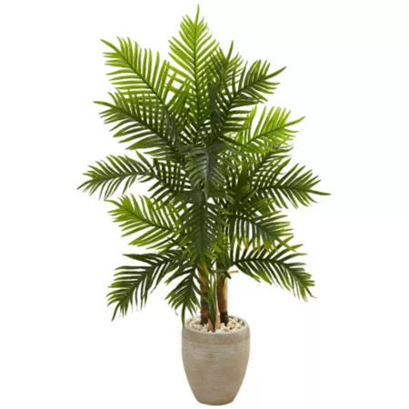 Nearly Natural 5' Real Touch Artificial Areca Palm in Sand Planter Artificial Plants & Flowers